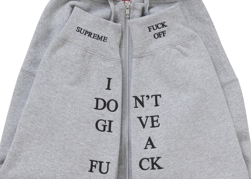 Lookbook 슈프림 IDGAF 지퍼 후드 스웻셔츠 헤더 그레이