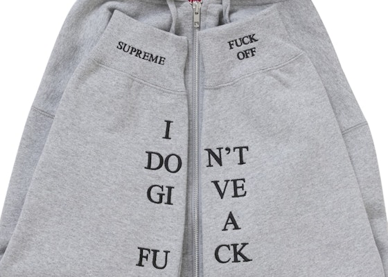 슈프림 IDGAF 지퍼 후드 스웻셔츠 헤더 그레이 Lookbook 슈프림 IDGAF 지퍼 후드 스웻셔츠 헤더 그레이