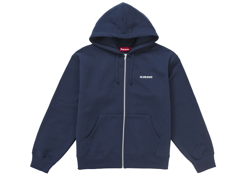 Supreme IDGAF Zip Up Hooded Sweatshirt Navy
