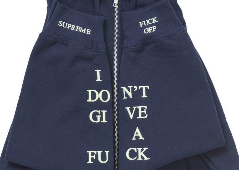 Supreme IDGAF Zip Up Hooded Sweatshirt Navy 圖 3