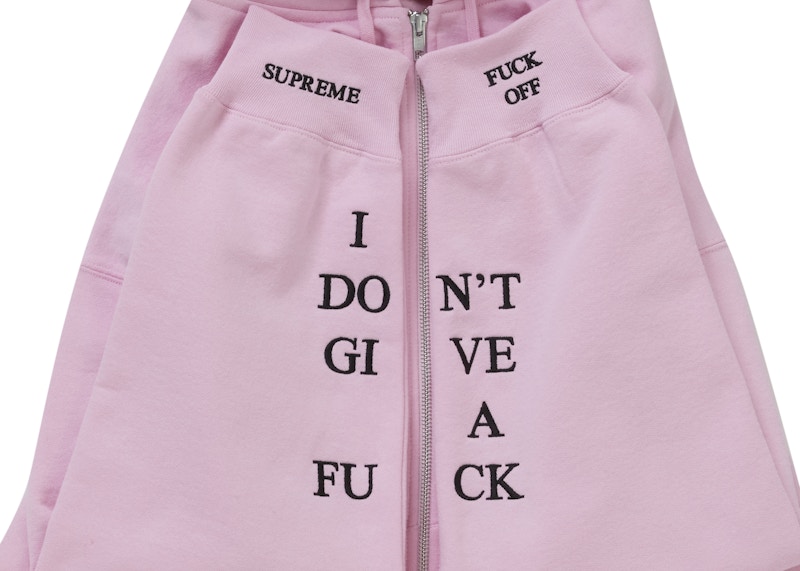 Lookbook Supreme IDGAF 拉鍊連帽衫 粉紅色