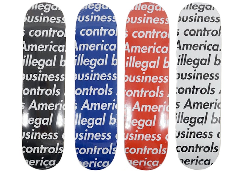 Supreme Illegal Business Skateboard Deck Black/Blue/Red/White Set