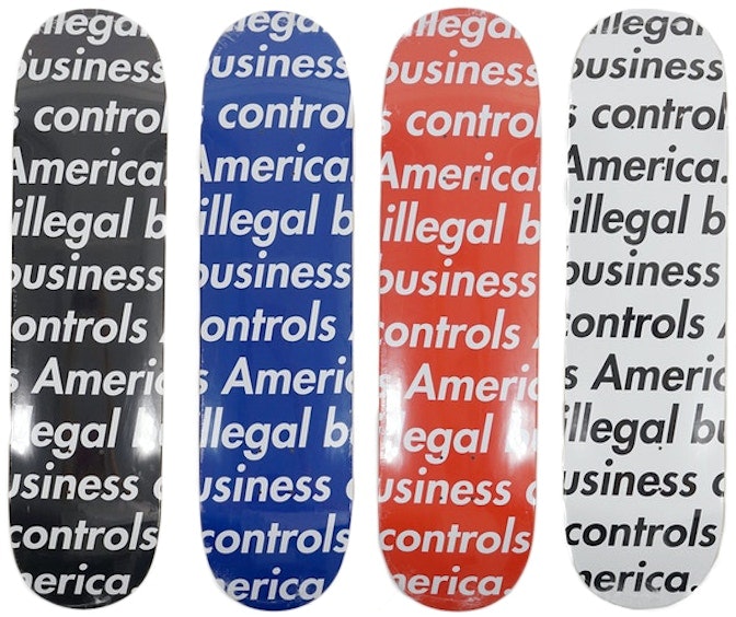 supreme-illegal-business-skateboard-deck-black-blue-red-white-set