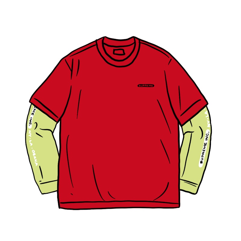 Buy Supreme パネル切替ロンT（赤)
