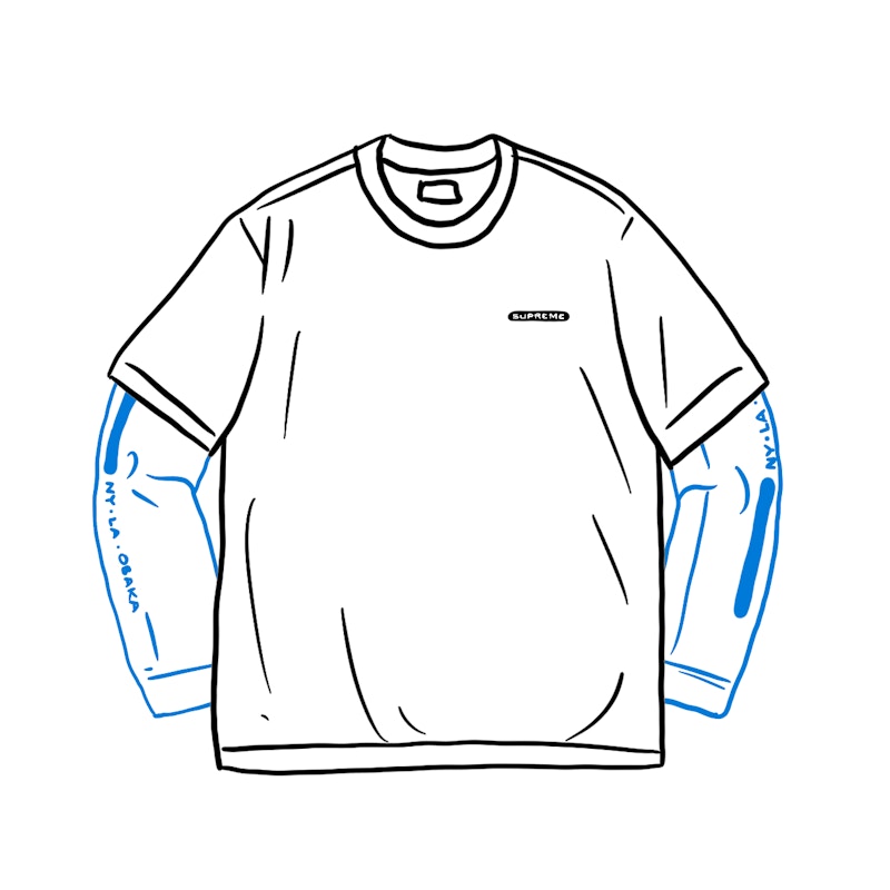 Buy 슈프림 패널 긴팔 티셔츠 (화이트) 
