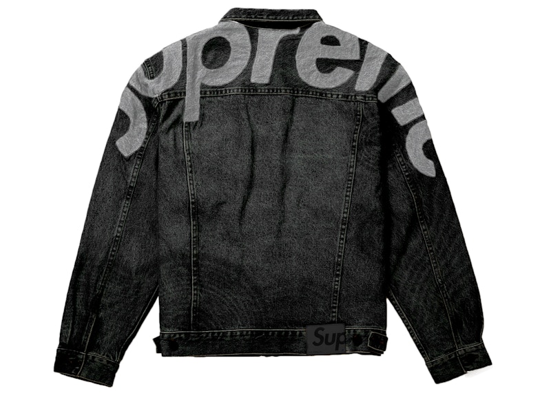 Order 至尊嵌入標誌黑色牛仔工裝外套