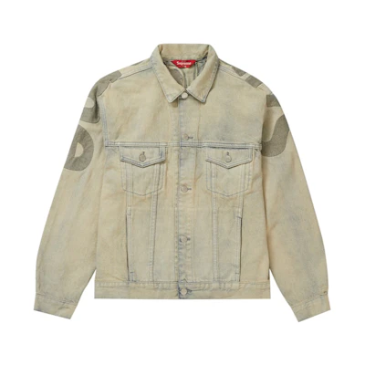 Supreme Inset Logo Denim Trucker Jacket Dirty