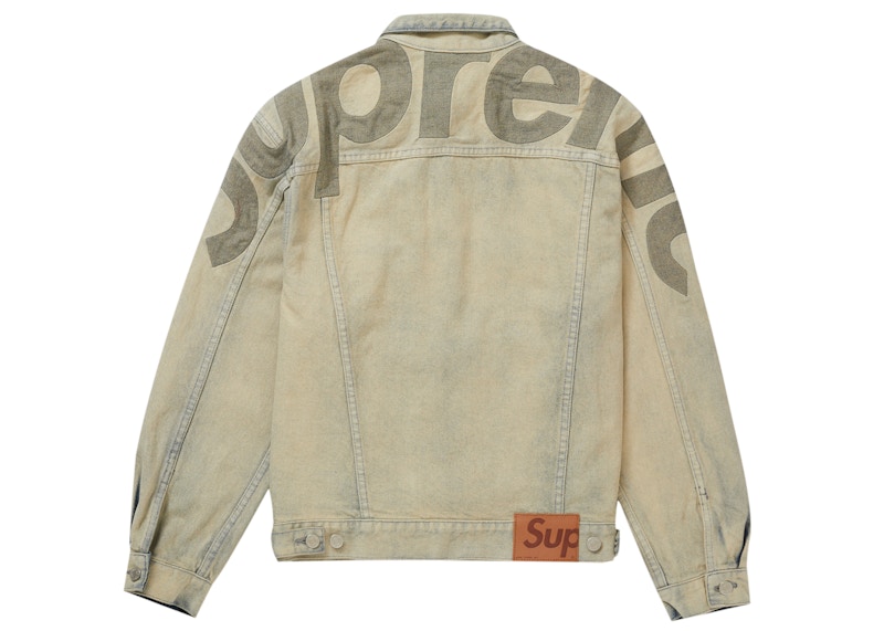 Order Supreme拼接Logo牛仔工装夹克脏款