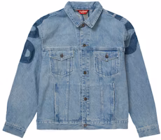 Supreme Inset Logo Denim Trucker Jacket Washed Blue Supreme Inset Logo Denim Trucker Jacket Washed Blue