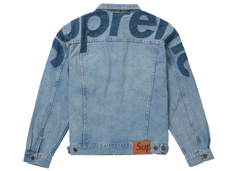 Order Chaqueta Vaquera Supreme Logo Inset Denim Azul Desgastado.