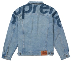 Supreme Inset Logo Denim Trucker Jacket Biru Pudar Order Supreme Inset Logo Denim Trucker Jacket Biru Pudar