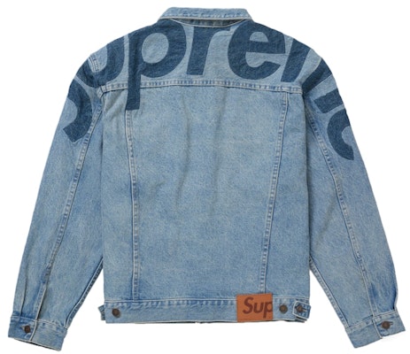 Supreme Inset Logo Denim Trucker Jacket Washed Blue Order Supreme Inset Logo Denim Trucker Jacket Washed Blue
