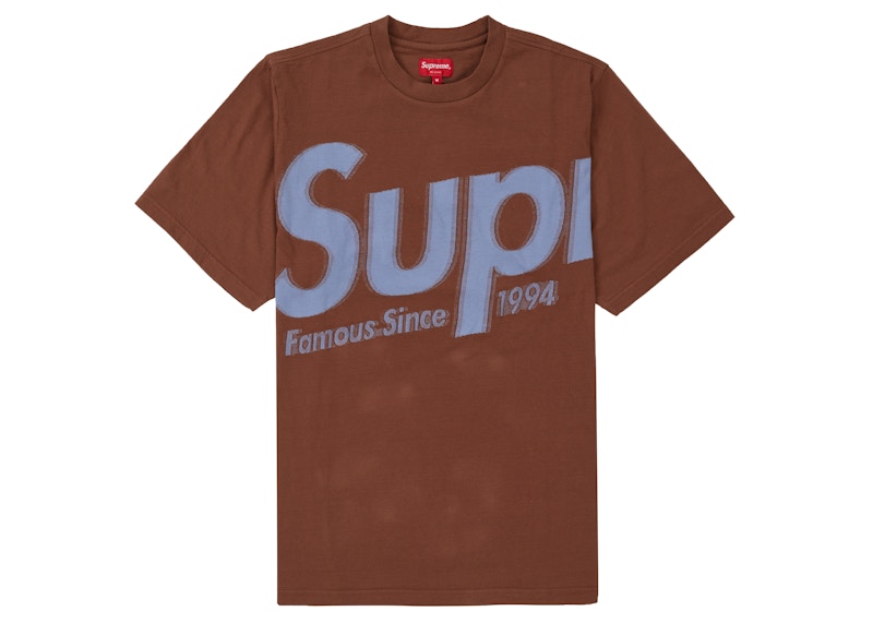 Buy Supreme Intarsia Spellout Kemeja-T Lengan Pendek Coklat