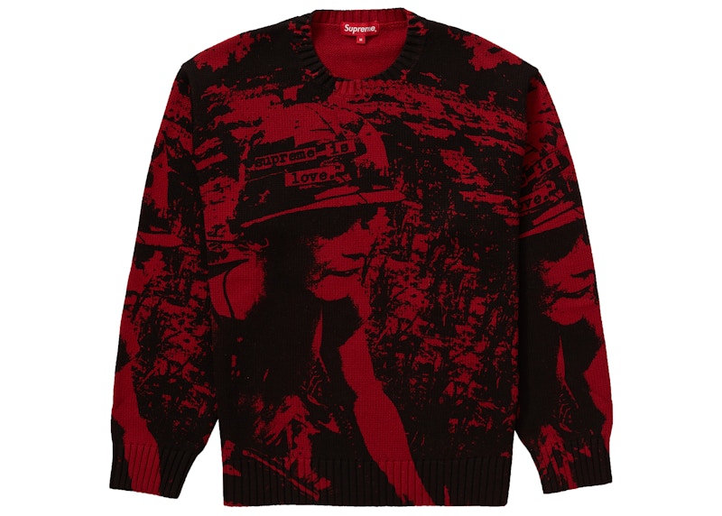 Buy Supreme Mélange Rib Knit Sweater Red - Novelship