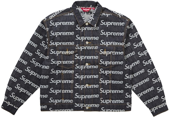 Supreme 提花标志牛仔卡车夹克 硬挺靛蓝色 Buy Supreme 提花标志牛仔卡车夹克 硬挺靛蓝色