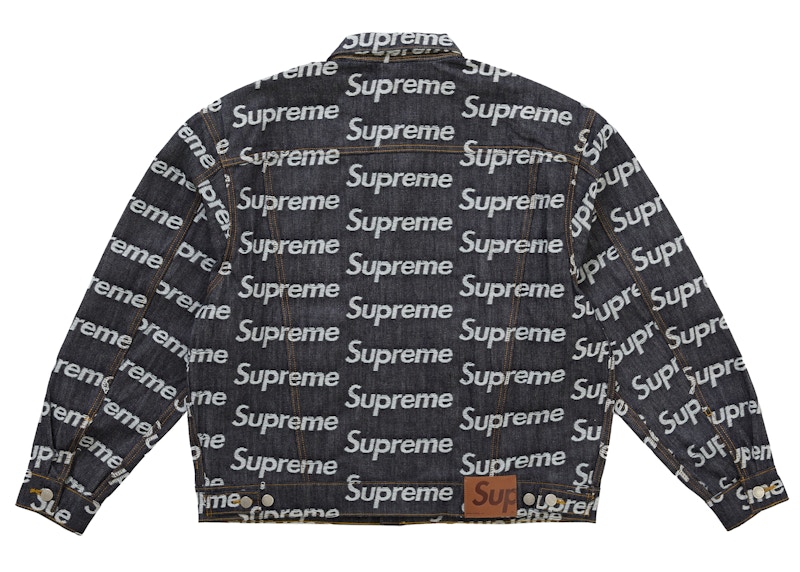 Order Supreme 提花标志牛仔卡车夹克 硬挺靛蓝色