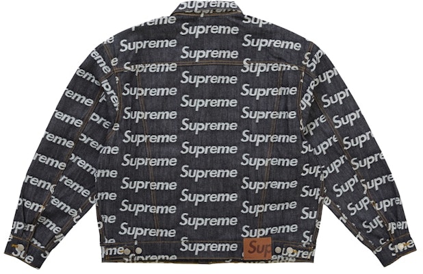 Supreme 提花标志牛仔卡车夹克 硬挺靛蓝色 Order Supreme 提花标志牛仔卡车夹克 硬挺靛蓝色