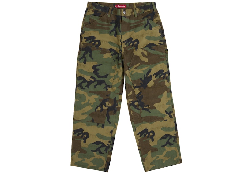 Supreme Jacquard Logos Double Knee Denim Painter Jean Woodland Camo