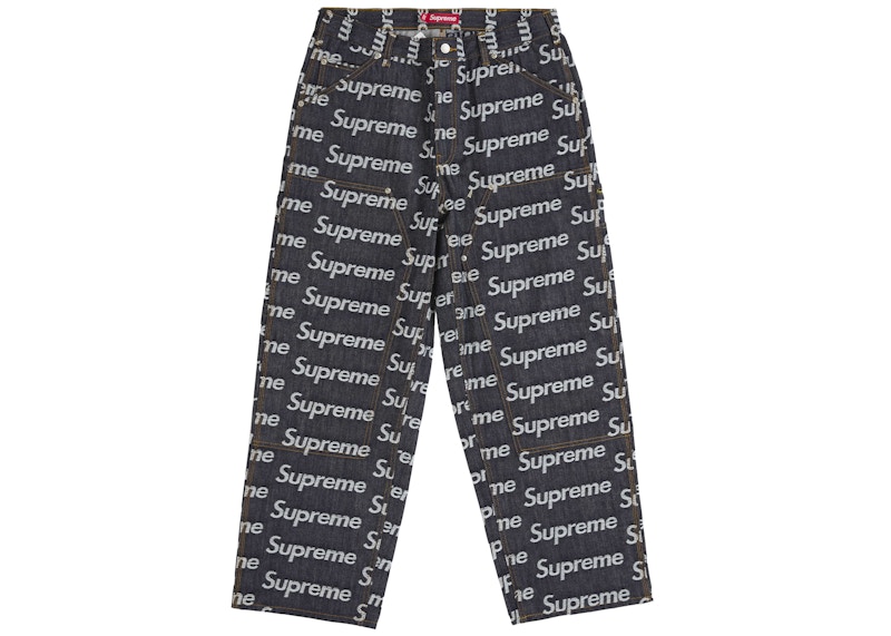 Supreme Jacquard Logos Double Knee Denim Painter Jean Rigid Indigo