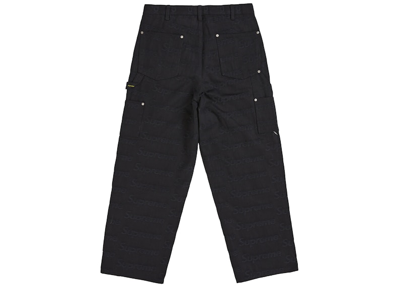 Order 슈프림 자카드 로고 더블 니 데님 페인터 진 블랙