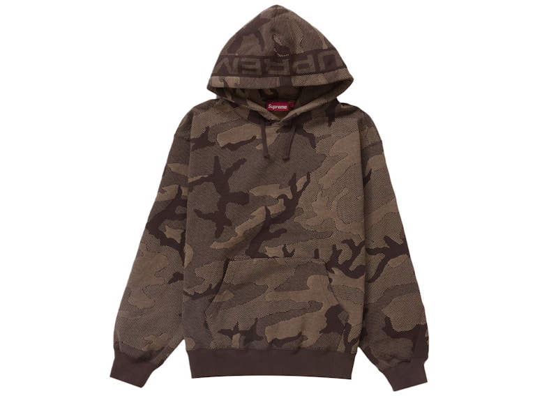 Supreme Jacquard Stripe Hooded Sweatshirt Brown Camo