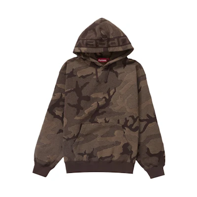 Supreme Jacquard Stripe Hooded Sweatshirt Brown Camo