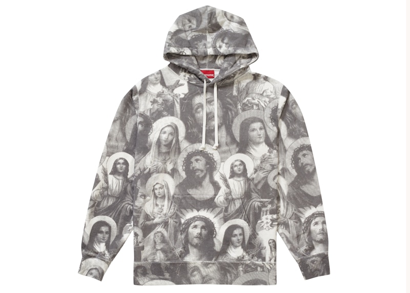 Supreme Jesus and Mary Hooded Sweatshirt Grey