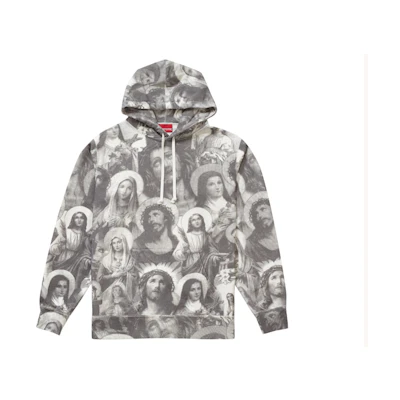 Supreme Jesus and Mary Hooded Sweatshirt Grey