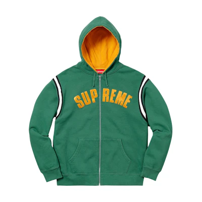 Supreme Jet Sleeve Zip Up Hooded Sweatshirt Light Pine