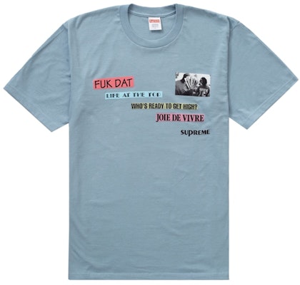 Supreme Camiseta Joie De Vivre Azul Polvoriento Buy Supreme Camiseta Joie De Vivre Azul Polvoriento