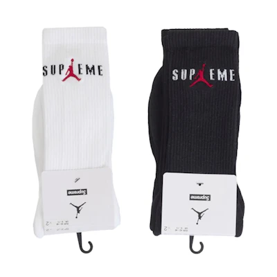 Supreme Jordan Crew Socks (2 Pack) Black/White