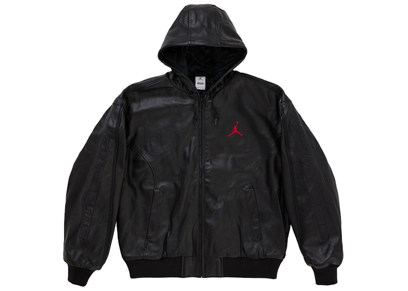Supreme Jordan Hooded Leather Jacket (SS26) Black
