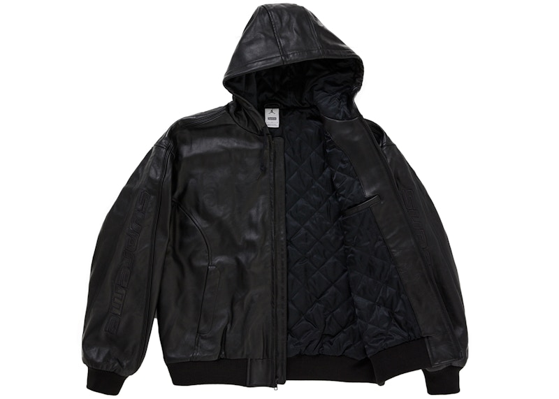 Order Jaket Kulit Bertudung Supreme Jordan (SS26) Hitam