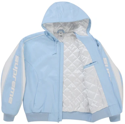Jaket Kulit Berkerudung Supreme Jordan (SS26) Biru Order Jaket Kulit Berkerudung Supreme Jordan (SS26) Biru