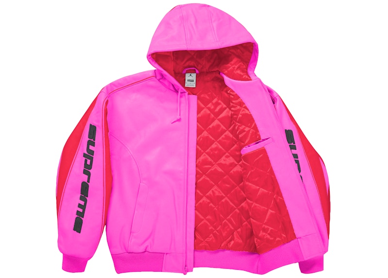 Order Supreme Jordan Jaket Kulit Bertudung (SS26) Merah Jambu