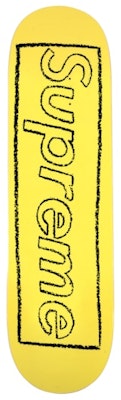 Supreme KAWS Chalk Logo Skateboard Deck Yellow Buy Supreme KAWS Chalk Logo Skateboard Deck Yellow