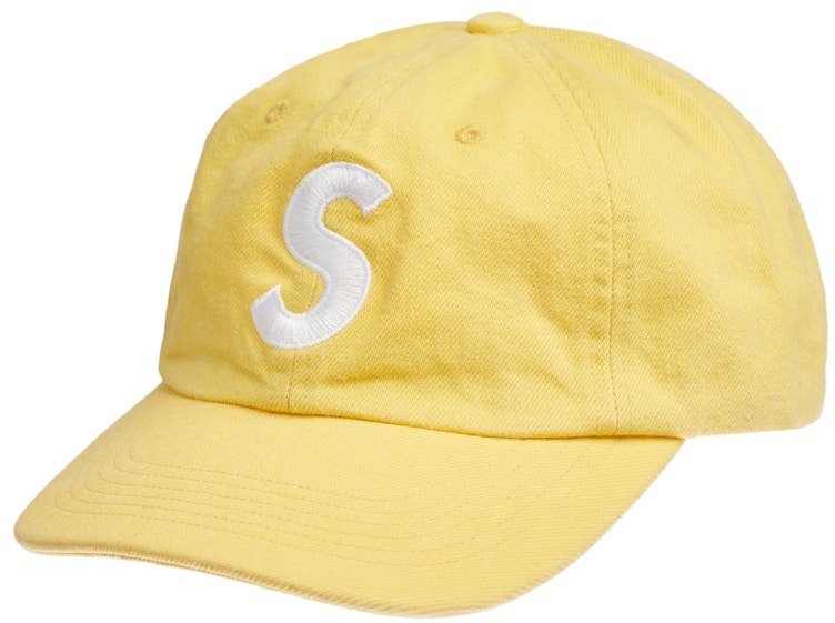 supreme-kevlar-denim-s-logo-6-panel-yellow