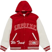 Supreme King Hooded Varsity Jacket Red Supreme King Hooded Varsity Jacket Red