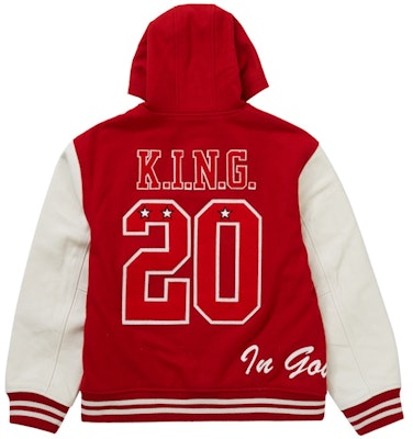 Supreme King Hooded Varsity Jacket Red Lookbook Supreme King Hooded Varsity Jacket Red