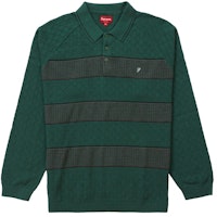 Supreme Knit Stripe L/S Polo Green Supreme Knit Stripe L/S Polo Green