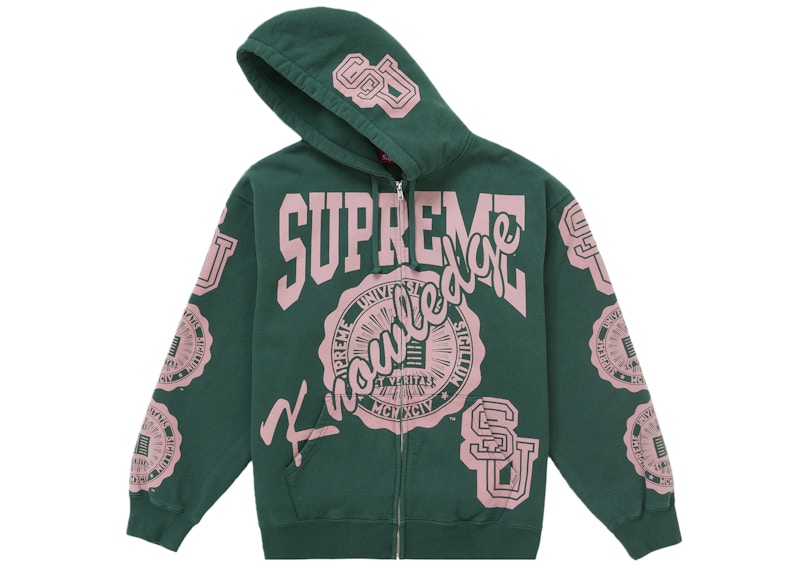 Supreme Knowledge Reigns Zip Up Hooded Sweatshirt Dark Green