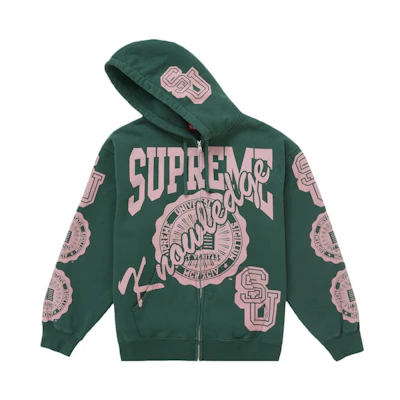 Supreme Knowledge Reigns Zip Up Hooded Sweatshirt Dark Green