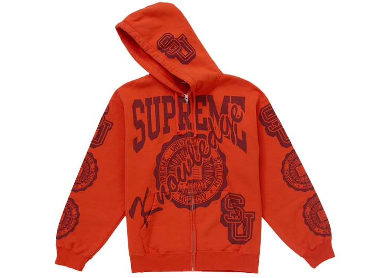Supreme Knowledge Reigns Zip Up Hooded Sweatshirt Red