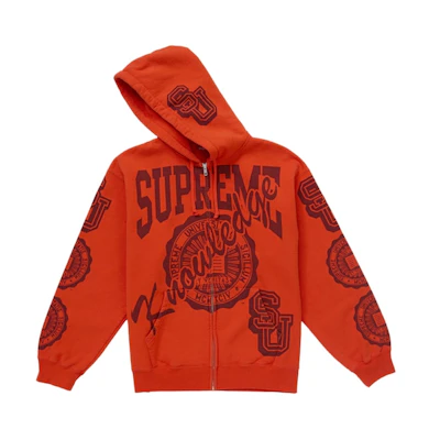 Supreme Knowledge Reigns Zip Up Hooded Sweatshirt Red