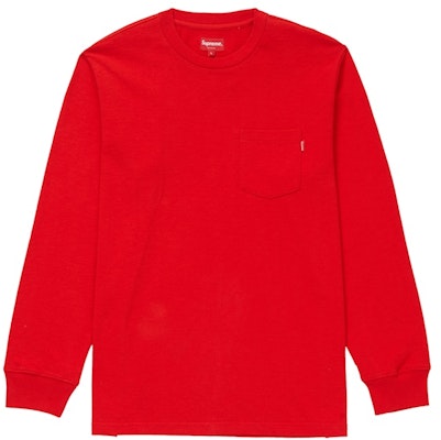 Supreme长袖口袋T恤 (FW18) 红色 Buy Supreme长袖口袋T恤 (FW18) 红色