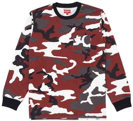 Supreme Camiseta Manga Larga Bolsillo (FW18) Camuflaje Rojo Buy Supreme Camiseta Manga Larga Bolsillo (FW18) Camuflaje Rojo