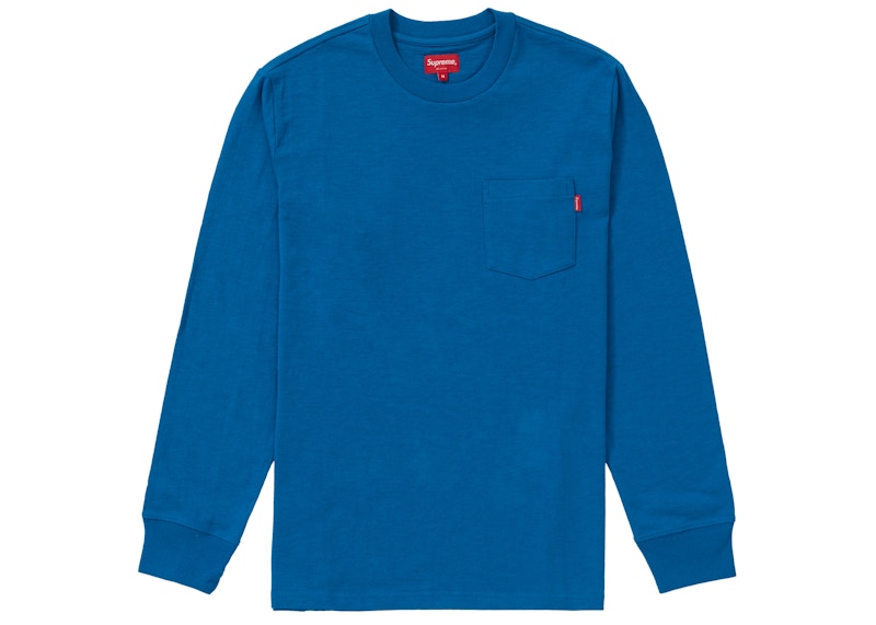 Buy Supreme Lengan Panjang Pocket Tee Cyan Gelap