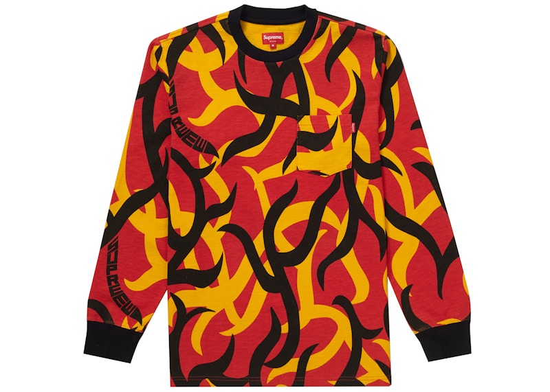 Supreme L/S Pocket Tee Red Tribal Camo