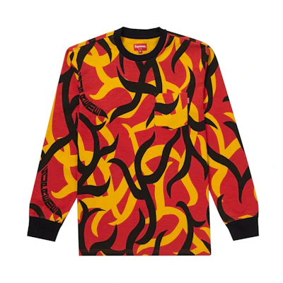Supreme L/S Pocket Tee Red Tribal Camo