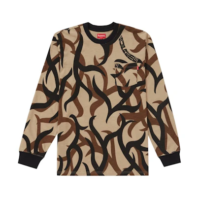 Supreme L/S Pocket Tee Tan Tribal Camo